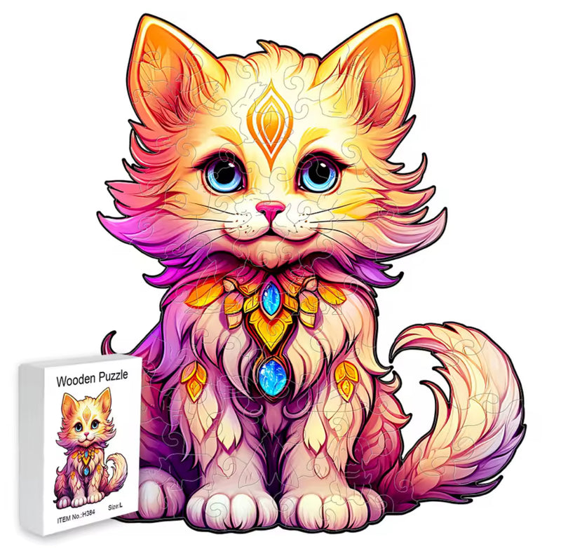 Quebra-Cabeça de Madeira 3D Gato - PetAmour