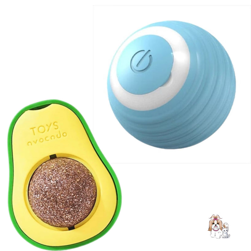 Bolinha Interativa Inteligente Elétrica + Brinquedo Abacate Catnip Lambe Lambe - FurFriends