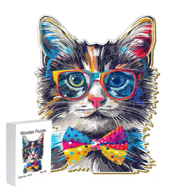 Quebra-Cabeça de Madeira 3D Gato - PetAmour