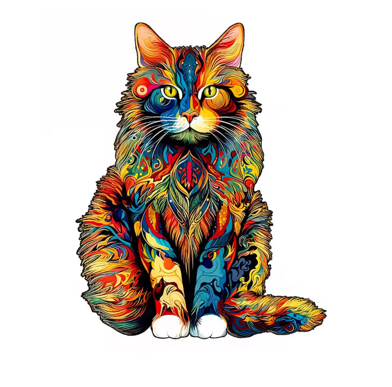 Quebra-Cabeça de Madeira 3D Gato - PetAmour